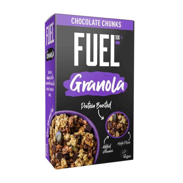 FUEL10K Chocolate Chunky Granola, Protein Boosted & High in Fibre, 400 g (Pack of 6)