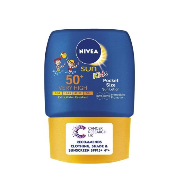 NIVEA SUN Kids Pocket Size Sun Lotion SPF 30 (50ml), Travel Size Suncream with SPF30, Children's Sunscreen for Immediate Protection from Sun Exposure