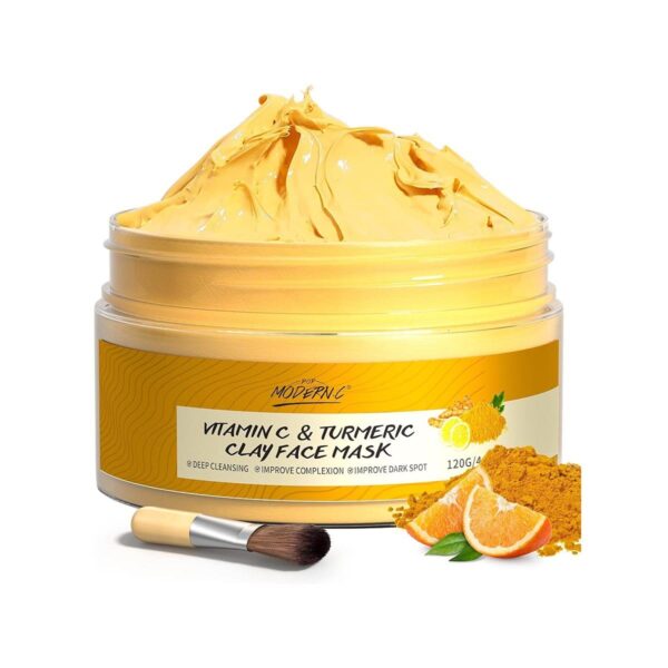 Turmeric Vitamin C Clay Mask Deep Cleansing Face Mask Skin Care Improve Blackheads Acne Dark Spots and Even out skin tone Facial Mask Control Oil and Refining Pores