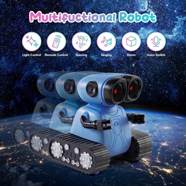 SGILE Remote Control Smart Rc Robot Toys, Programmable Emo Robot With Led Eyes and Music Walking Singing Gifts for Kids Boys Girls Birthday age 3 4 5 6 7 Year Old, Blue - Image 2