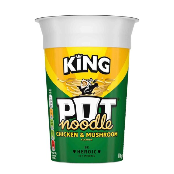 Pot Noodle Chicken & Mushroom King Pot Noodle instant vegetarian snack quick to make noodles 12x 114 g - Image 2