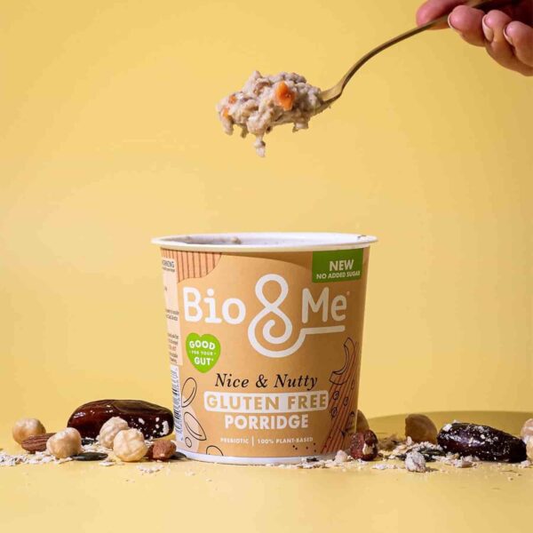 Bio&Me: Nice & Nutty Gluten Free Porridge 8-Pack (8 x 58g pots) / High in Fibre, Low Sugar/On The Go Breakfast - Image 2