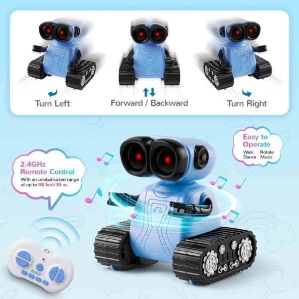 SGILE Remote Control Smart Rc Robot Toys, Programmable Emo Robot With Led Eyes and Music Walking Singing Gifts for Kids Boys Girls Birthday age 3 4 5 6 7 Year Old, Blue - Image 4