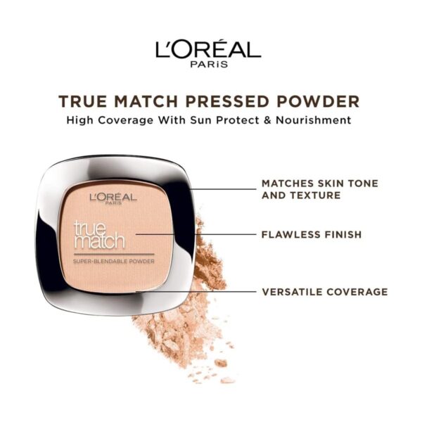 L'Oréal Paris Powder Foundation, Super-Blendable, With Hyaluronic Acid, Light Texture for a Flawless Finish, True Match Perfecting Powder, C3 - Image 3