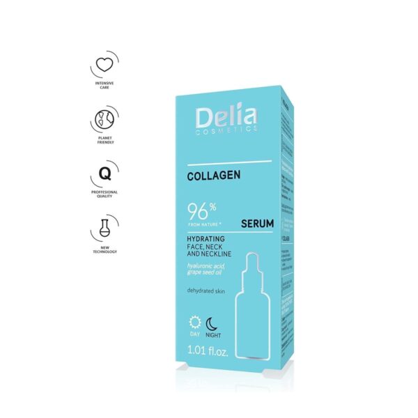 Delia Cosmetics - Moisturising Serum - Collagen - Dry, Dehydrated Skin - Reduces Wrinkles. Improves Elasticity - Moisturised, Fresh Skin - 30ml - Image 2