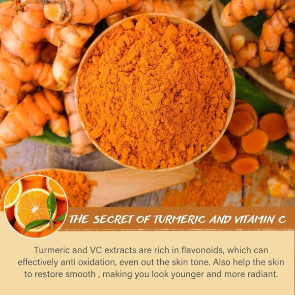 Turmeric Vitamin C Clay Mask Deep Cleansing Face Mask Skin Care Improve Blackheads Acne Dark Spots and Even out skin tone Facial Mask Control Oil and Refining Pores - Image 3