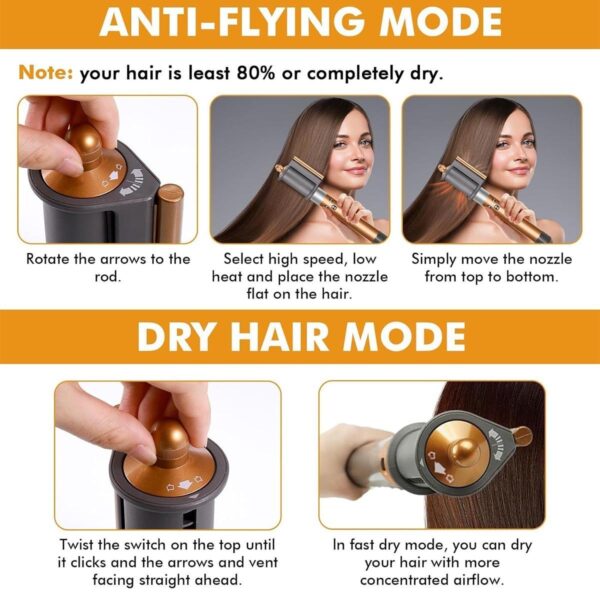 Hair Dryer for Dyson Hair Dryer Attachments, Anti-Flying Nozzle Hairdryer Compatible with Dyson Airwrap Attachments with 2 Modes, Smoothing Dryer Accessories for Dyson Flyaway Attachment HS01 HS05 - Image 4