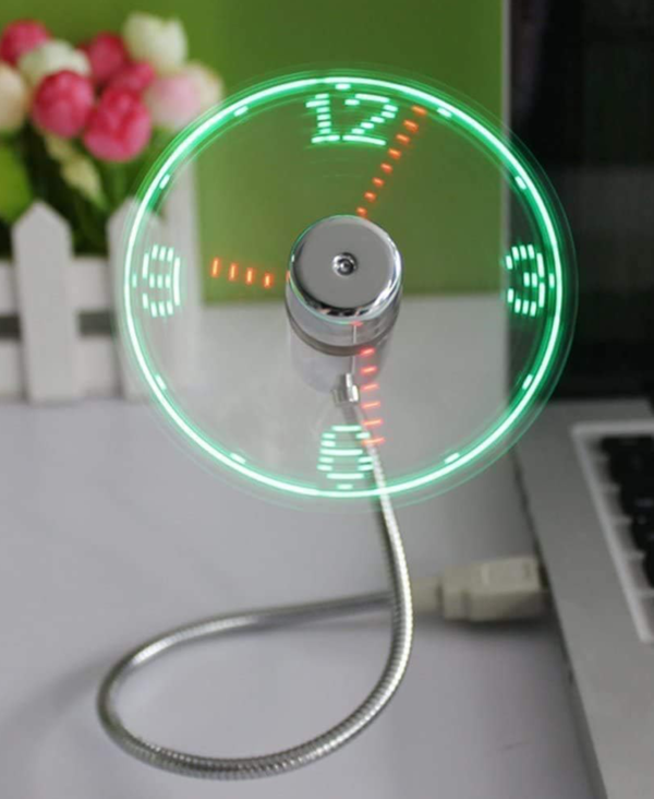 huiheng USB LED Fan, Mini LED Clock Fan with Flexible Gooseneck, Personal Silent Laptop Fan USB Powered for Home Office